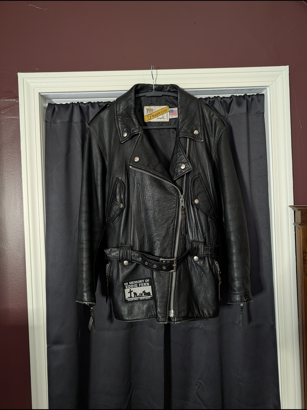 Schott NYC PERFECTO VTG MiUSA Black Leather Moto Jacket with Belt Sz14